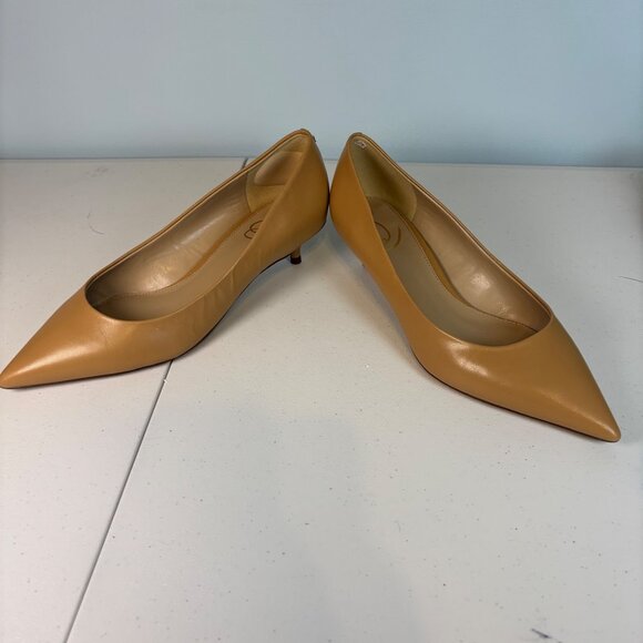 Sam Edelman Hazel Pointed-Toe Kitten Heel Pumps Soft Beige Leather Women’s Size - Picture 2 of 11